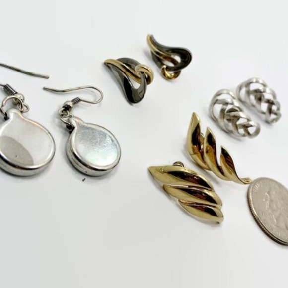 Earring Lot, Lot of 4, Silver, Gold, Vintage, 1980s, 80s, Pierced, Retro - Picture 3 of 3